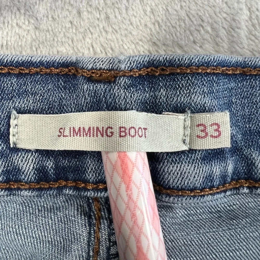LEVI'S Slimming Bootcut Jeans Womens 33x32 Light Wash Cotton Blend‎ Stretch 2016